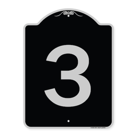 Signmission Sign with Number 3 Heavy-Gauge Aluminum Architectural Sign, 24" x 18", BS-1824-22896 A-DES-BS-1824-22896